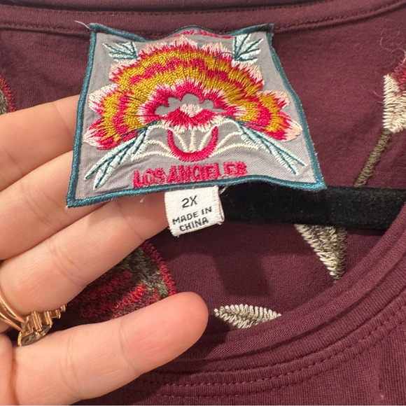 EUC 2x Johnny Was Penelope Embroidered Tee - Picture 6 of 7